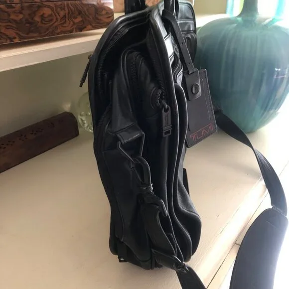 Vintage TUMI 904D3 Black Nappa Leather Laptop Briefcase Messenger Bag Rare
